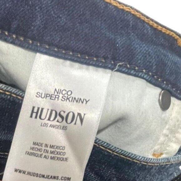 Hudson Womens Enhance Nico Mid Rise Super Skinny Leg Blue Denim Jeans Size 26 - Picture 7 of 9